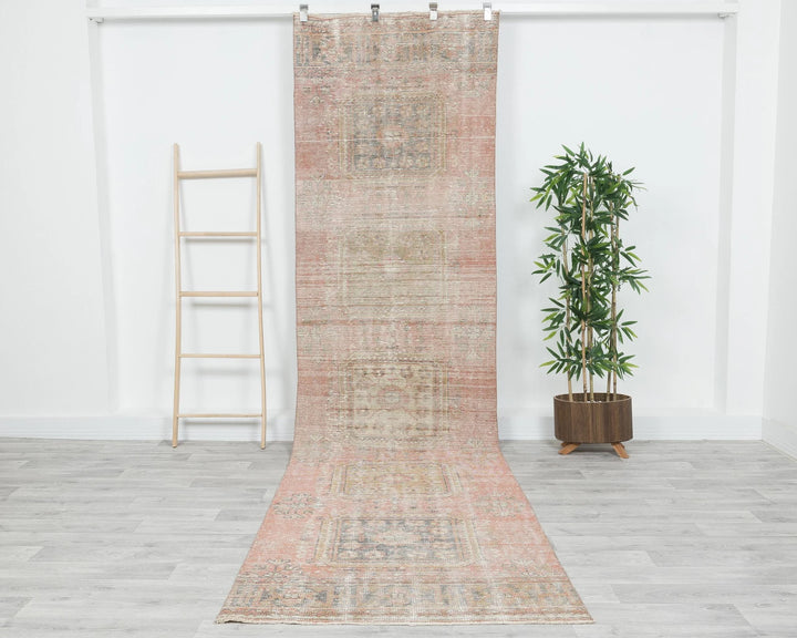 Multicolor Turkish Vintage Rug 3' 4" x 12' 4" Hand-Knotted | No. VR77150