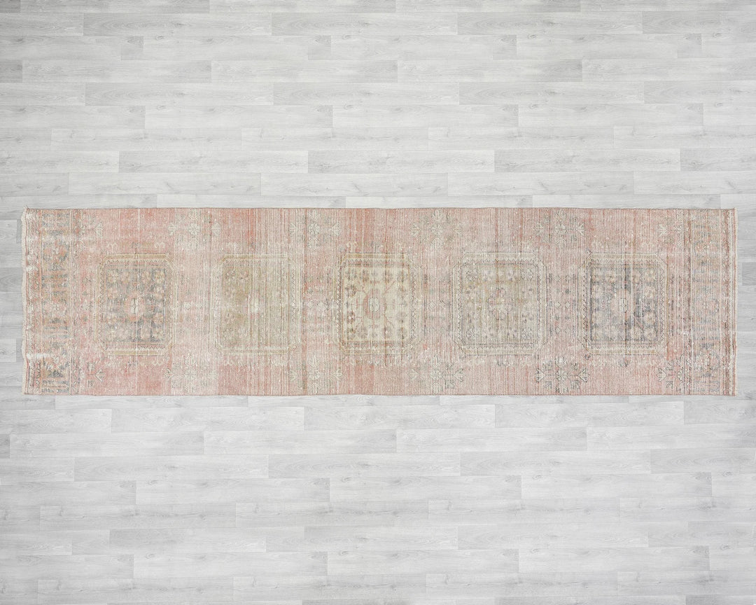 Multicolor Turkish Vintage Rug 3' 4" x 12' 4" Hand-Knotted | No. VR77150