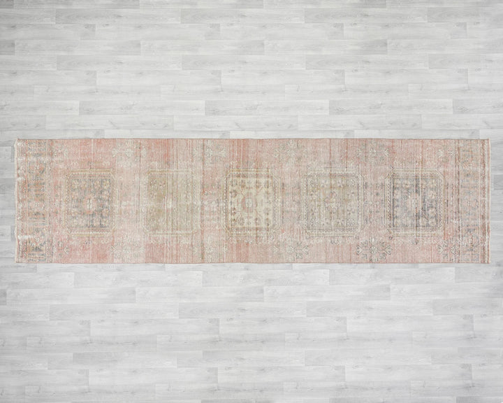 Multicolor Turkish Vintage Rug 3' 4" x 12' 4" Hand-Knotted | No. VR77150