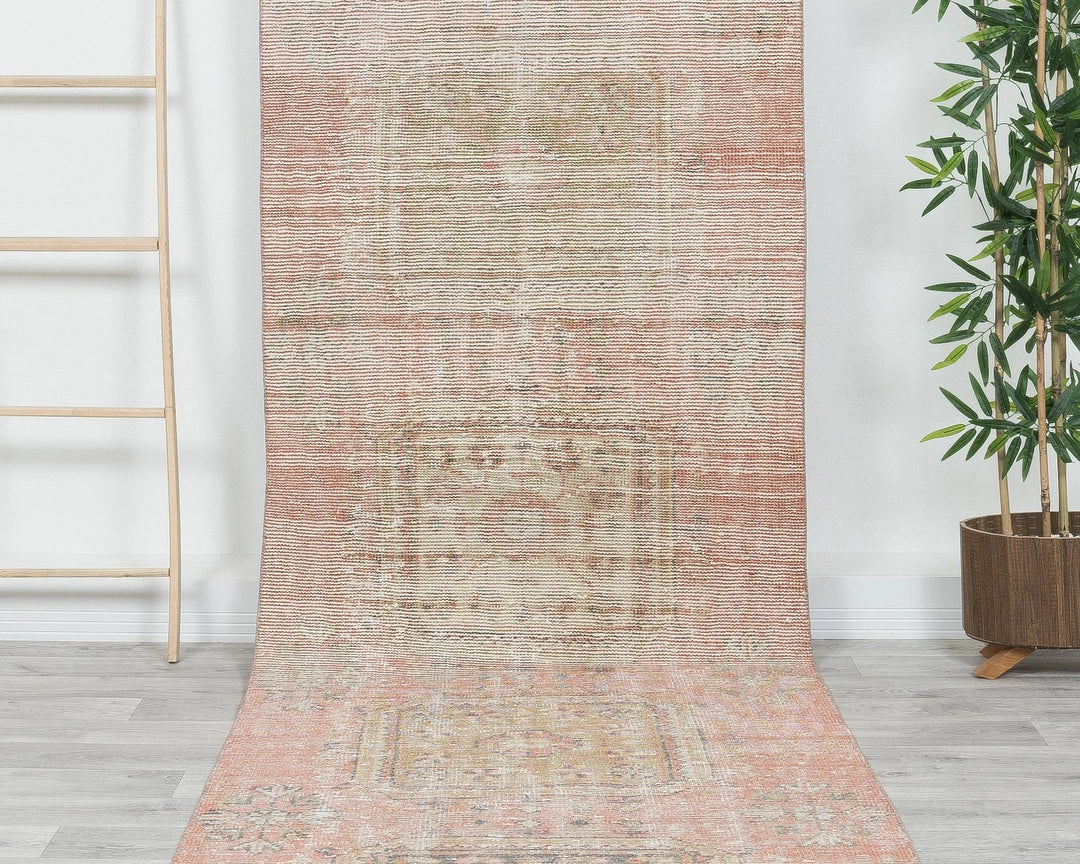 Multicolor Turkish Vintage Rug 3' 4" x 12' 4" Hand-Knotted | No. VR77150