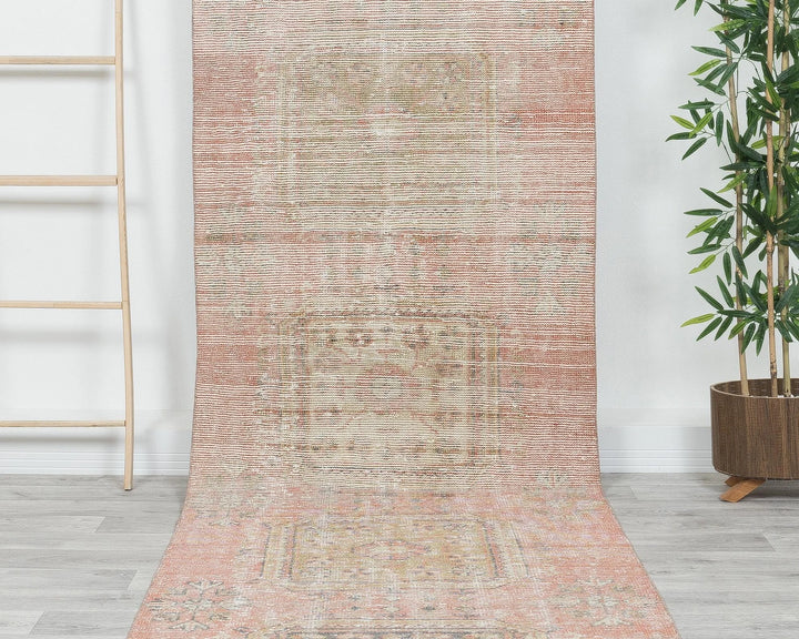 Multicolor Turkish Vintage Rug 3' 4" x 12' 4" Hand-Knotted | No. VR77150