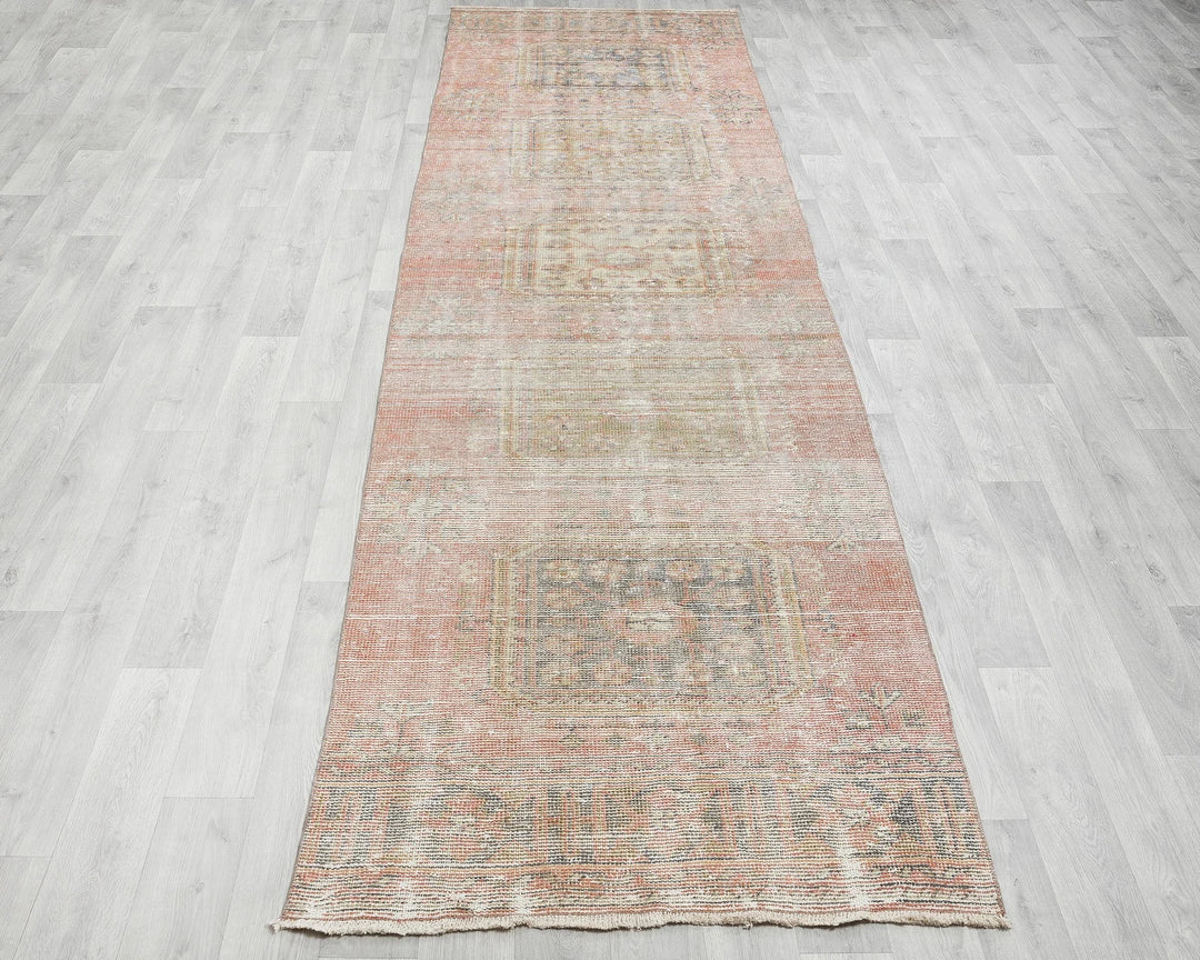 Multicolor Turkish Vintage Rug 3' 4" x 12' 4" Hand-Knotted | No. VR77150