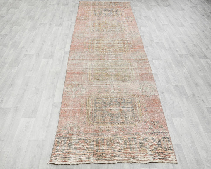Multicolor Turkish Vintage Rug 3' 4" x 12' 4" Hand-Knotted | No. VR77150