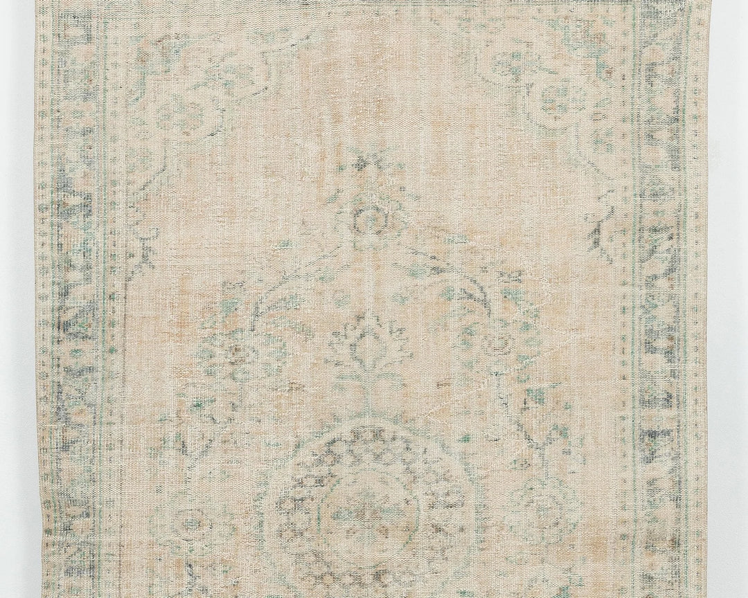 Beige Turkish Oushak Rug 5'6" x 9' Hand-Knotted | No. VR77165