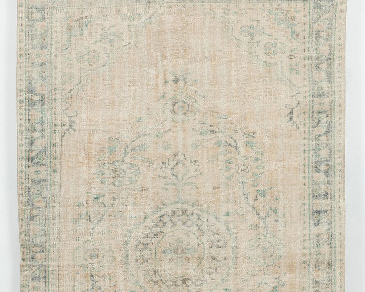 Beige Turkish Oushak Rug 5'6" x 9' Hand-Knotted | No. VR77165