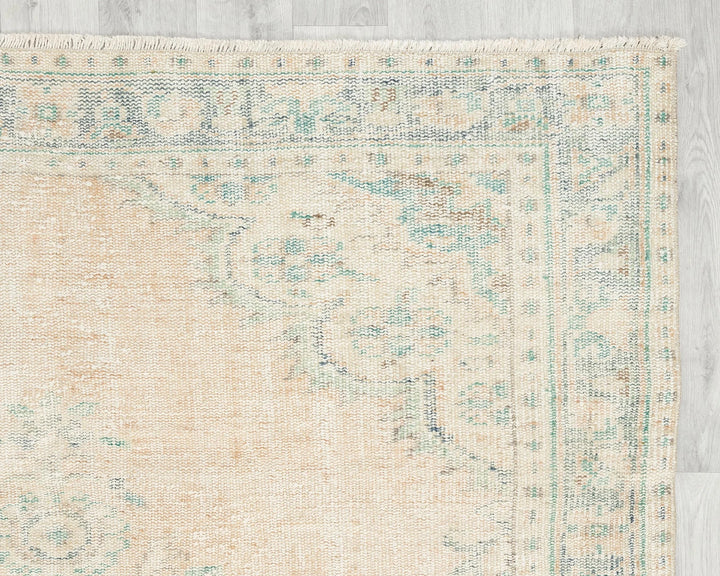 Beige Turkish Oushak Rug 5'6" x 9' Hand-Knotted | No. VR77165