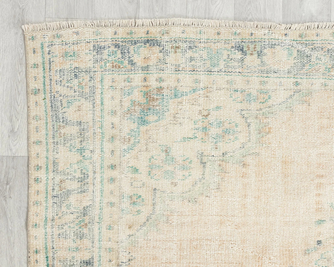 Beige Turkish Oushak Rug 5'6" x 9' Hand-Knotted | No. VR77165