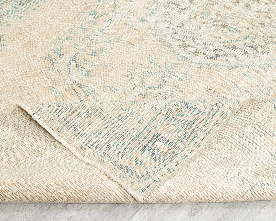 Beige Turkish Oushak Rug 5'6" x 9' Hand-Knotted | No. VR77165