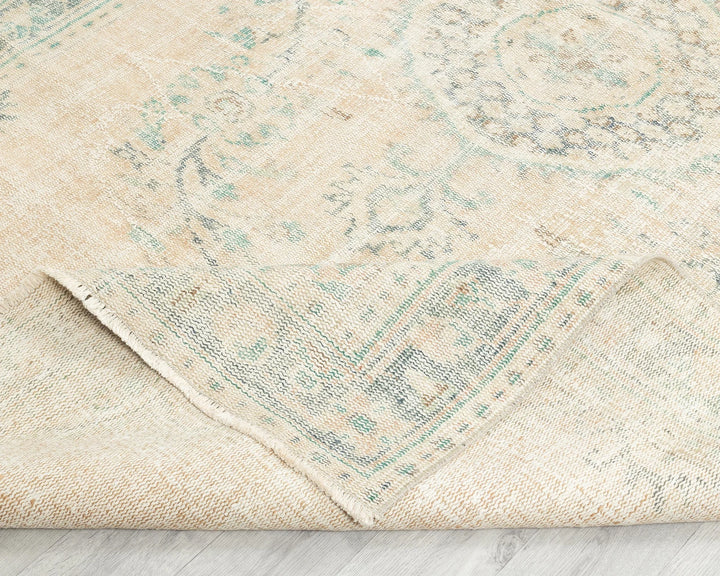 Beige Turkish Oushak Rug 5'6" x 9' Hand-Knotted | No. VR77165