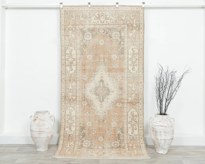 Multicolor Turkish Oushak Rug 6'11" x 3'11" Hand-Knotted | No. VR77207
