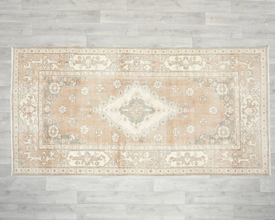 Multicolor Turkish Oushak Rug 6'11" x 3'11" Hand-Knotted | No. VR77207