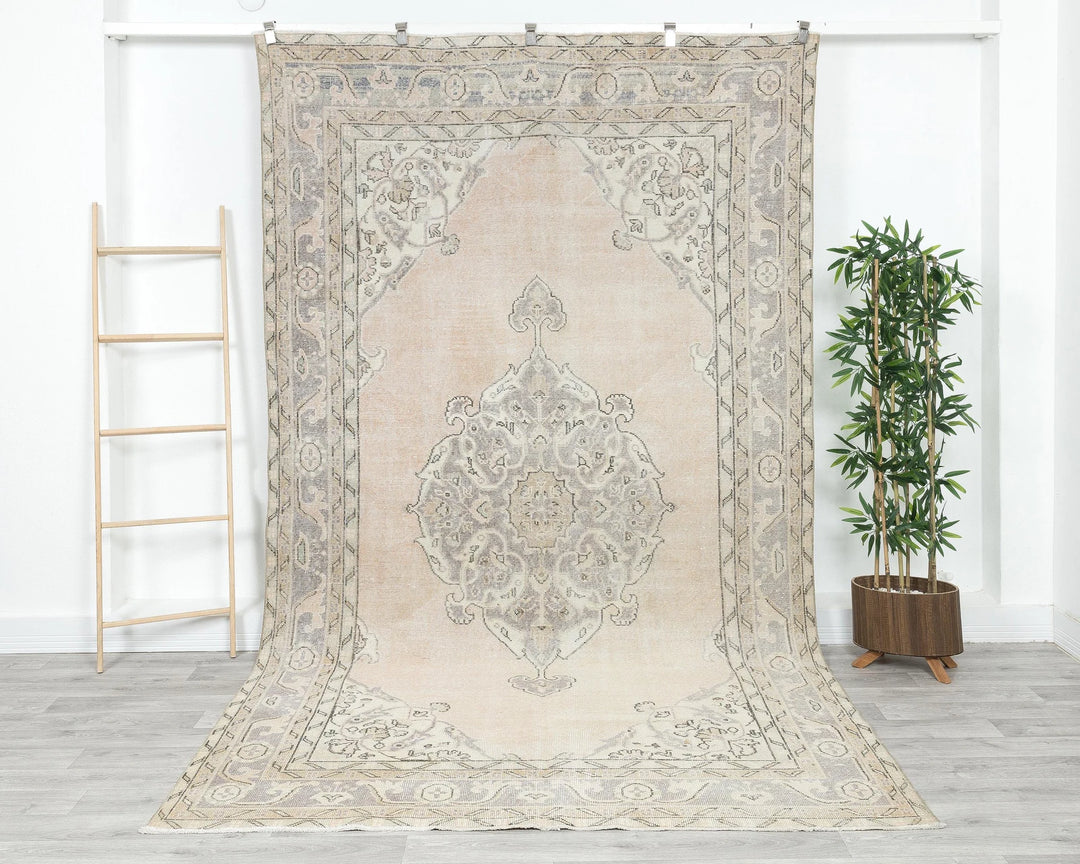 Multicolor Turkish Oushak Rug 6' 3" x 10' 6" Hand-Knotted