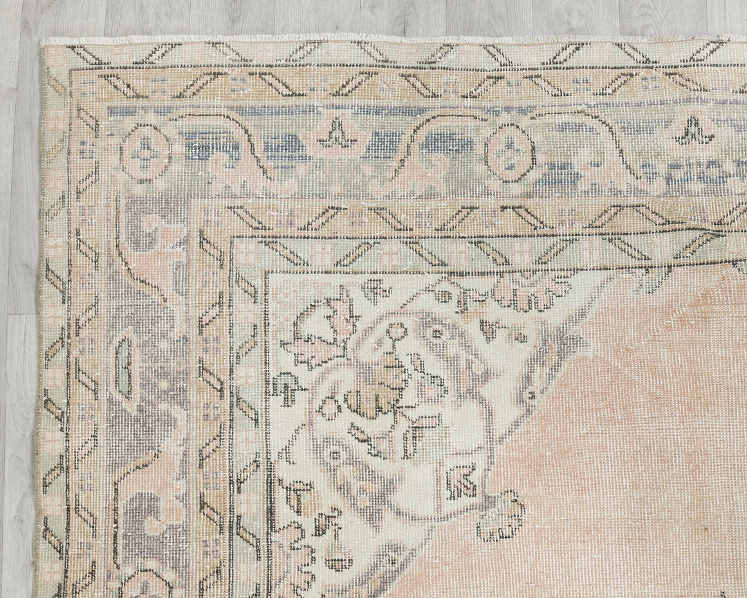 Multicolor Turkish Oushak Rug 6' 3" x 10' 6" Hand-Knotted border