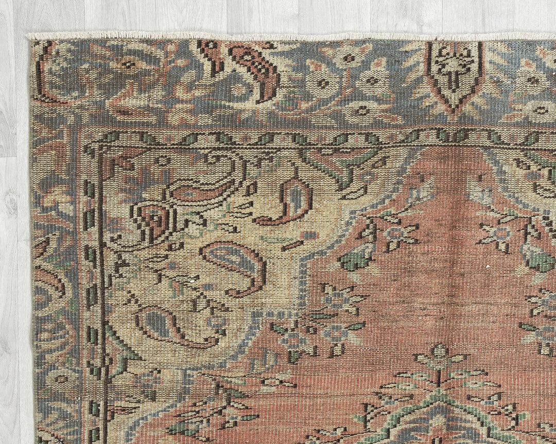 Multicolor Turkish Oushak Rug 4'10" x 7'8" Hand-Knotted border