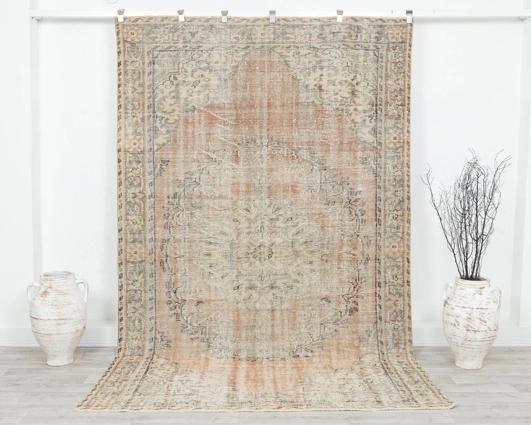 Multicolor Turkish Oushak Rug 5' 11" x 9' 5" Hand-Knotted | No. VR77804