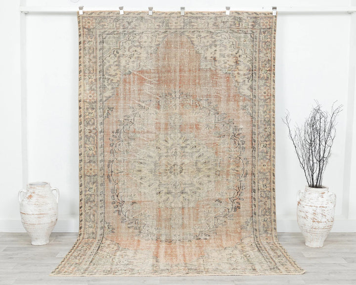 Multicolor Turkish Oushak Rug 5' 11" x 9' 5" Hand-Knotted | No. VR77804