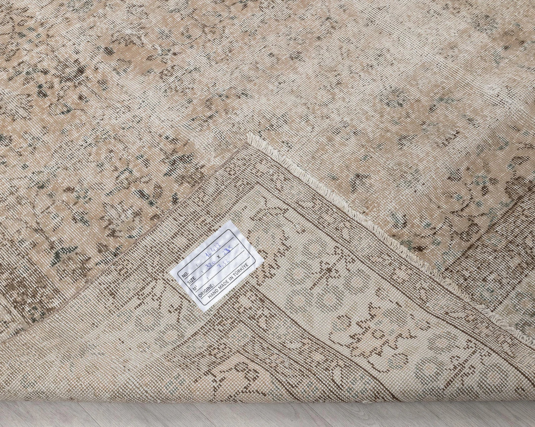 Beige Turkish Oushak Rug 7' 9" x 10' 6" Hand-Knotted | No. VR77938