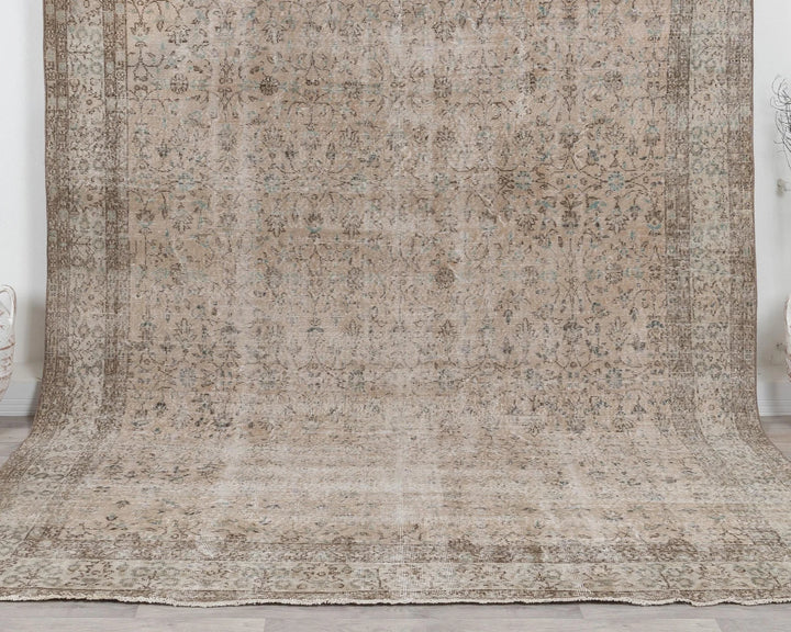 Beige Turkish Oushak Rug 7' 9" x 10' 6" Hand-Knotted | No. VR77938