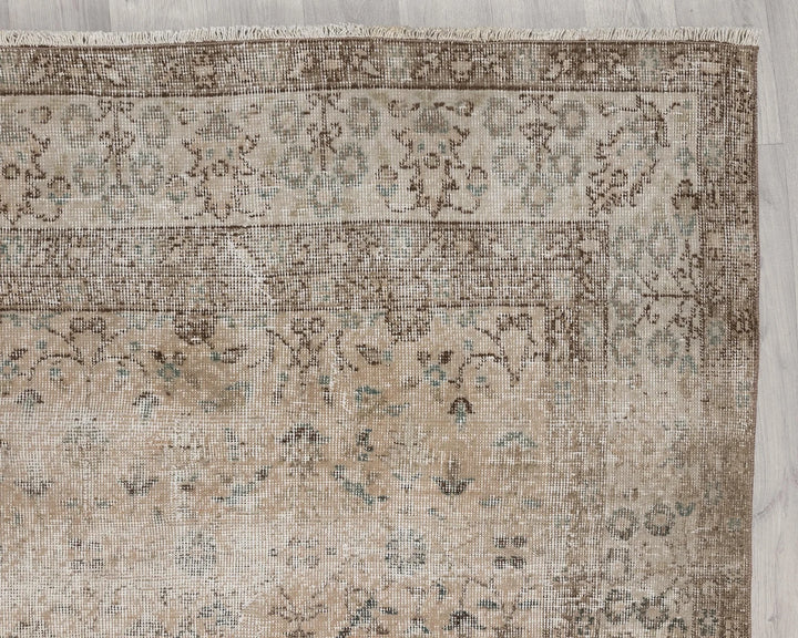 Beige Turkish Oushak Rug 7' 9" x 10' 6" Hand-Knotted | No. VR77938
