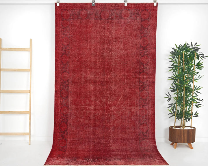 Red Turkish Overdye Rug 4'5" x 8'2" Hand-Knotted | No. VR78043