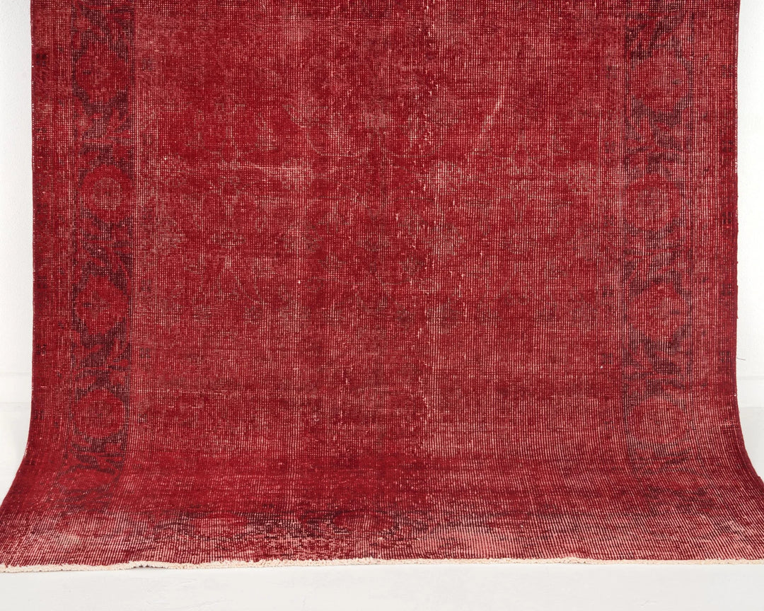Red Turkish Overdye Rug 4'5" x 8'2" Hand-Knotted | No. VR78043
