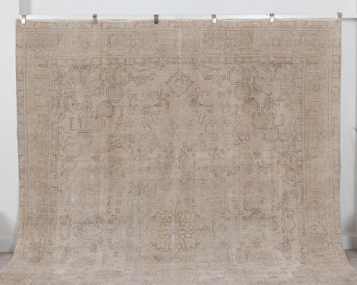 Beige Turkish Oushak Rug 9'6" x 12' Hand-Knotted | No. VR78449