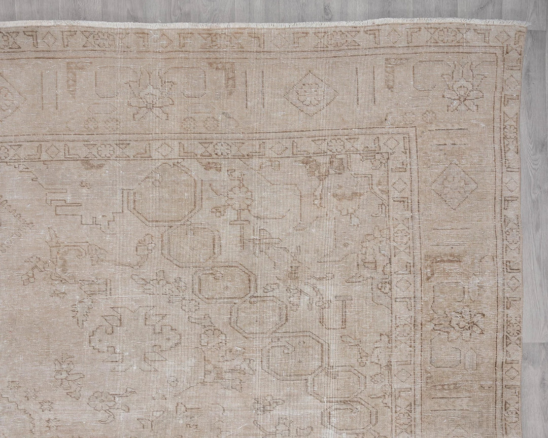 Beige Turkish Oushak Rug 9'6" x 12' Hand-Knotted | No. VR78449