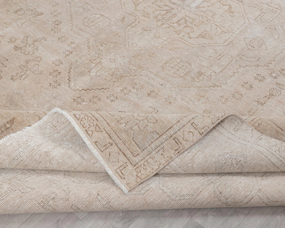 Beige Turkish Oushak Rug 9'6" x 12' Hand-Knotted | No. VR78449