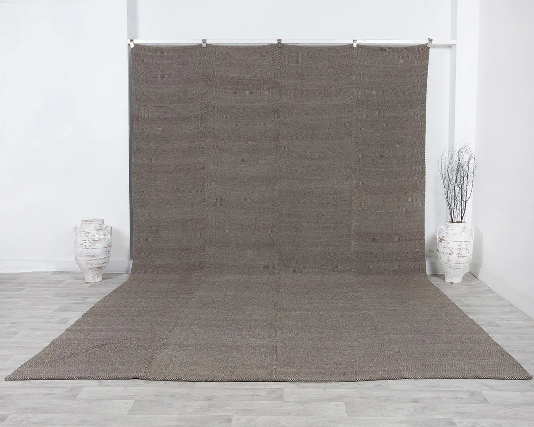 Brown Turkish Kilim Rug 8'10" x 13'1" Flat-Weave | No. VR78487
