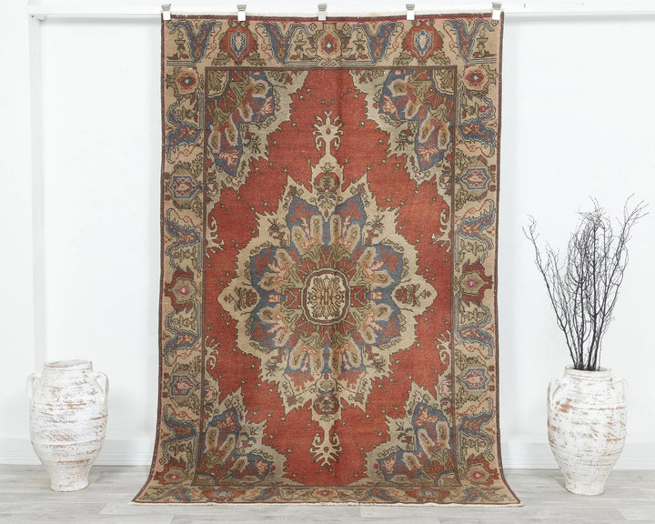 Multicolor Turkish Oushak Rug 7' 10" x 5' Hand-Knotted | No. VR78651