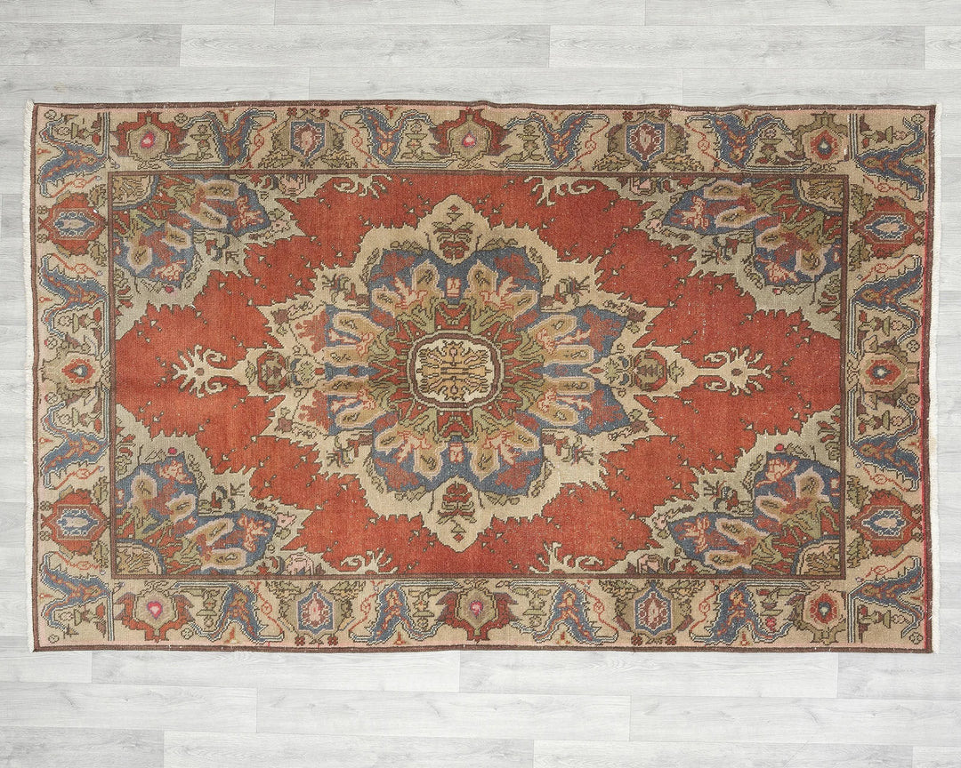 Multicolor Turkish Oushak Rug 7' 10" x 5' Hand-Knotted | No. VR78651