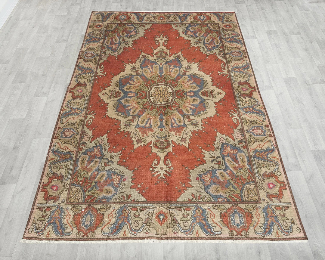 Multicolor Turkish Oushak Rug 7' 10" x 5' Hand-Knotted | No. VR78651