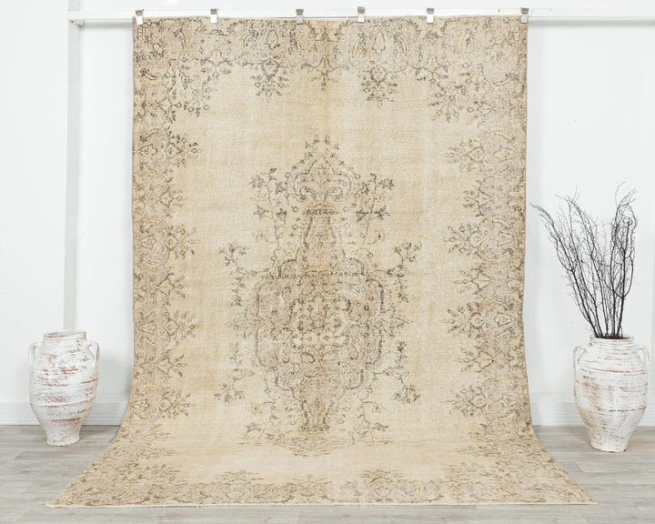 Multicolor Turkish Oushak Rug 6'7" x 9'5" Hand-Knotted | No. VR78851