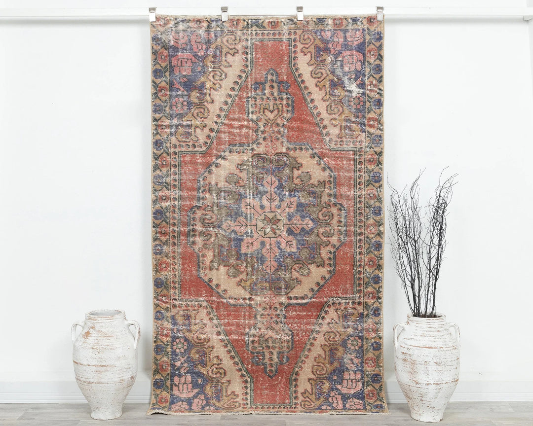Multicolor Turkish Oushak Rug 4' 1" x 7' 1" Hand-Knotted | No. VR78879