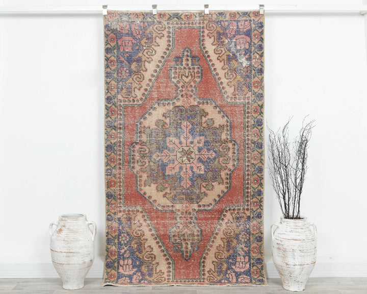 Multicolor Turkish Oushak Rug 4' 1" x 7' 1" Hand-Knotted | No. VR78879