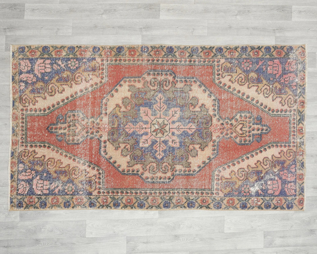 Multicolor Turkish Oushak Rug 4' 1" x 7' 1" Hand-Knotted | No. VR78879