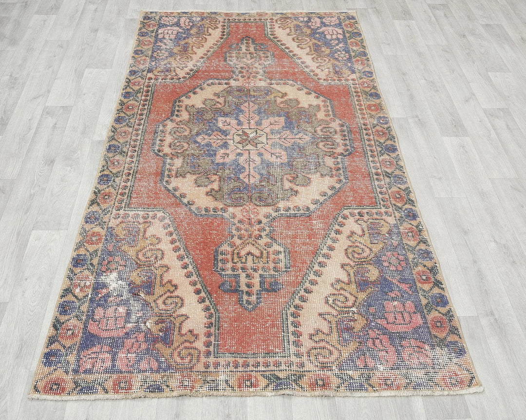 Multicolor Turkish Oushak Rug 4' 1" x 7' 1" Hand-Knotted | No. VR78879