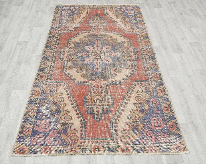 Multicolor Turkish Oushak Rug 4' 1" x 7' 1" Hand-Knotted | No. VR78879