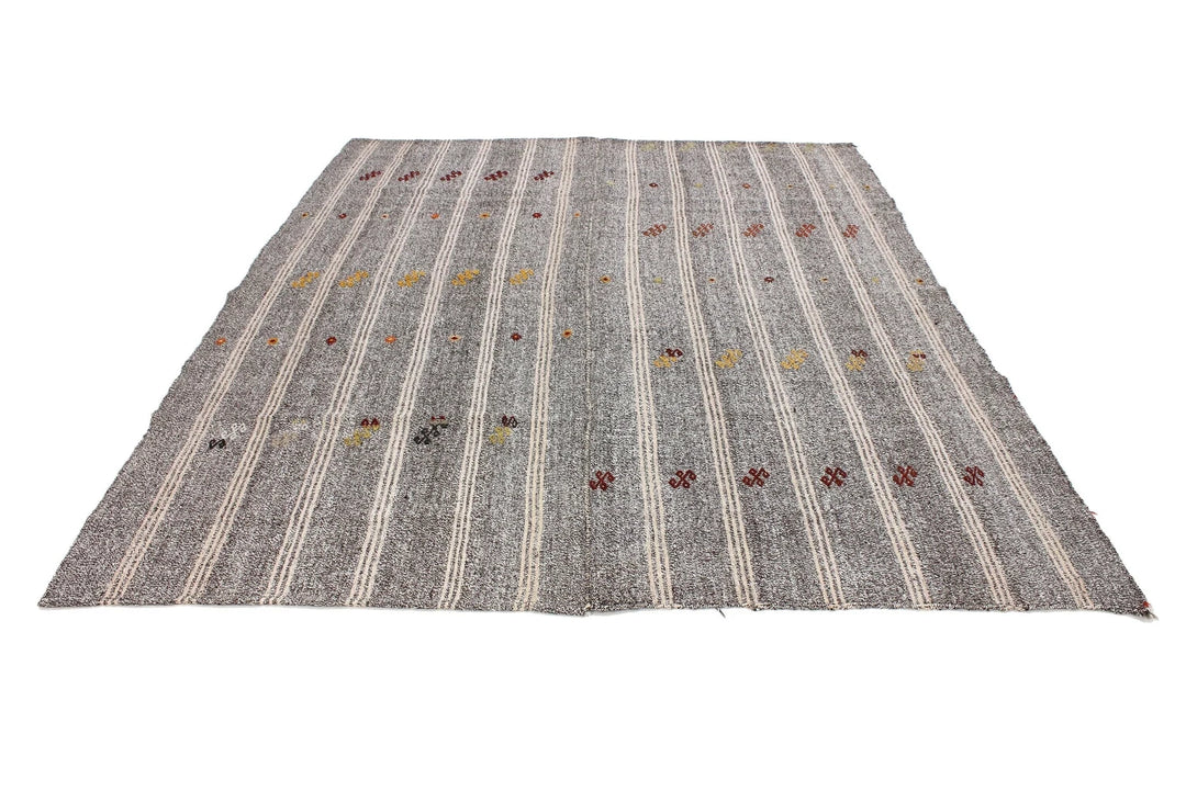 Gray Kilim Rug 6' 11" x 8' 4" | No. VR78886