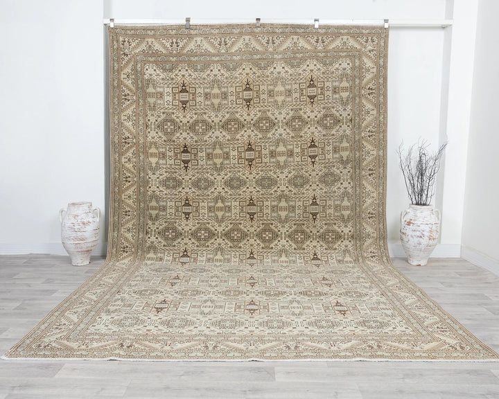 Multicolor Turkish Oushak Rug 8' x 12' 3" Hand-Knotted