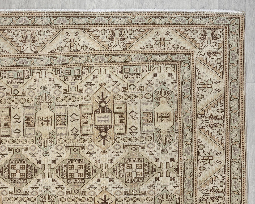 Multicolor Turkish Oushak Rug 8' x 12' 3" Hand-Knotted pattern