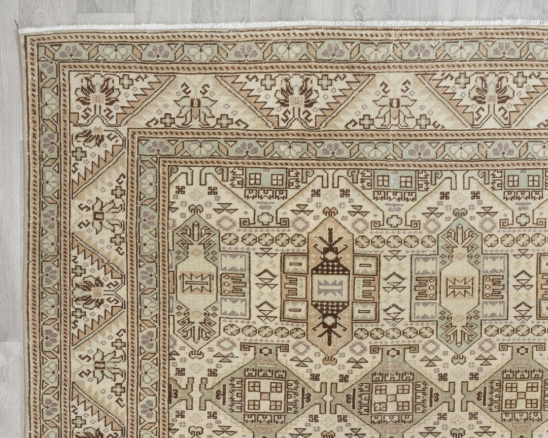 Multicolor Turkish Oushak Rug 8' x 12' 3" Hand-Knotted border