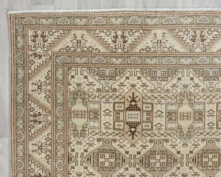 Multicolor Turkish Oushak Rug 8' x 12' 3" Hand-Knotted border