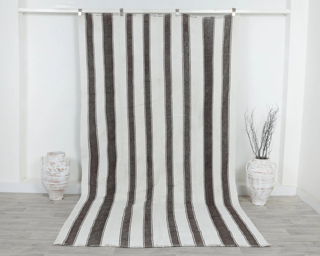 Brown Turkish Kilim Rug 5' 9" x 10' 8" Flat-Weave