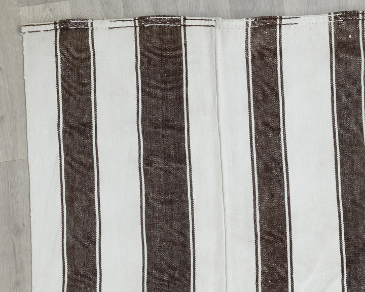 Brown Turkish Kilim Rug 5' 9" x 10' 8" Flat-Weave border