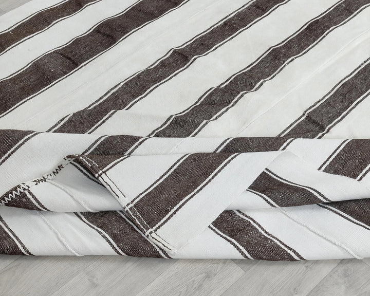 Brown Turkish Kilim Rug 5' 9" x 10' 8" Flat-Weave field