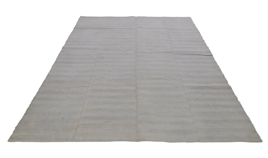 Gray Turkish Kilim Rug 6' 1" x 9' 6" Flat-Weave | No. VR79325