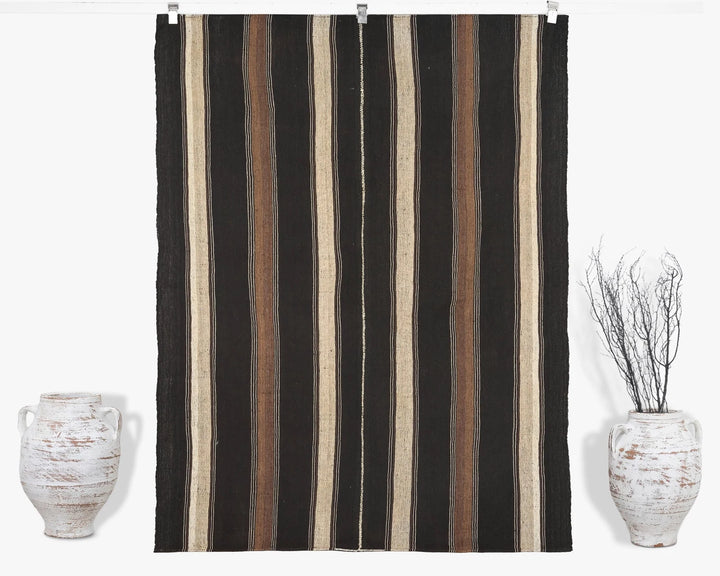 Brown Turkish Kilim Rug 5' x 6' 10" Flat-Weave | No. VR79327