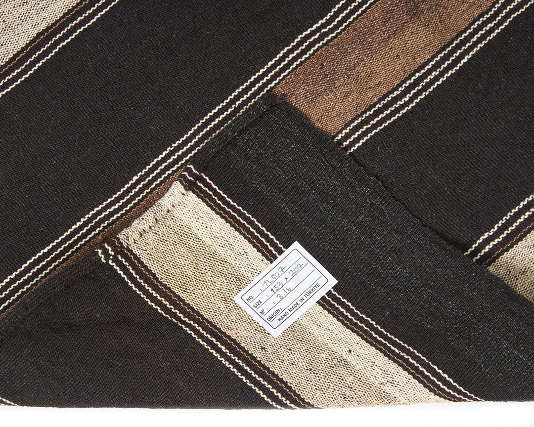 Brown Turkish Kilim Rug 5' x 6' 10" Flat-Weave | No. VR79327