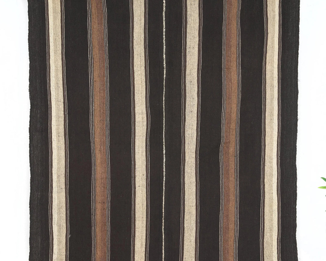 Brown Turkish Kilim Rug 5' x 6' 10" Flat-Weave | No. VR79327
